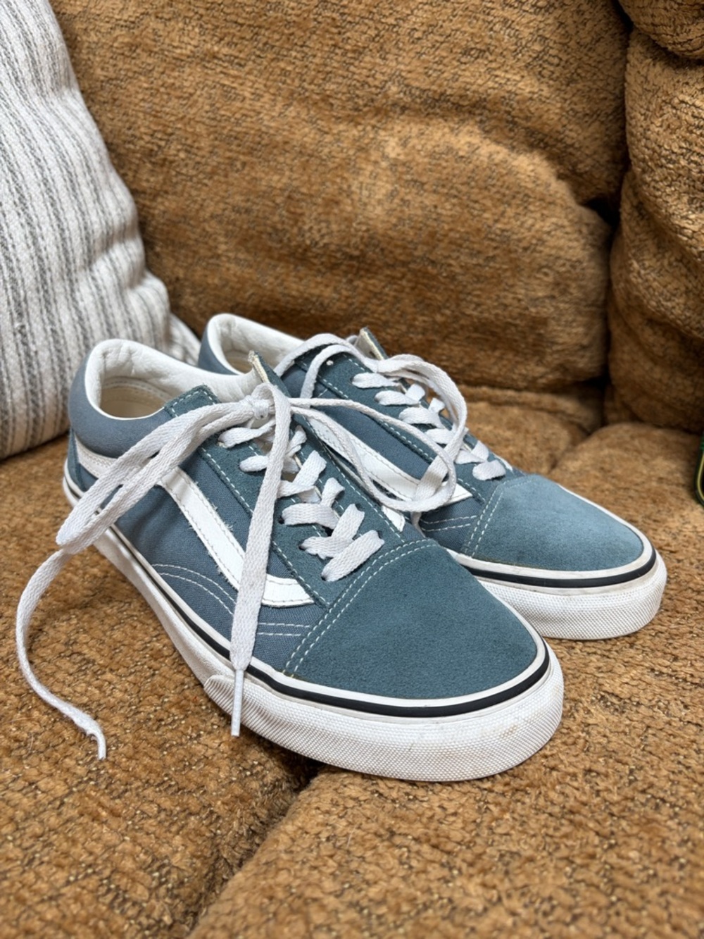 Vans Old Skool denim blue Suede & Canvas Sneakers with White Stripe